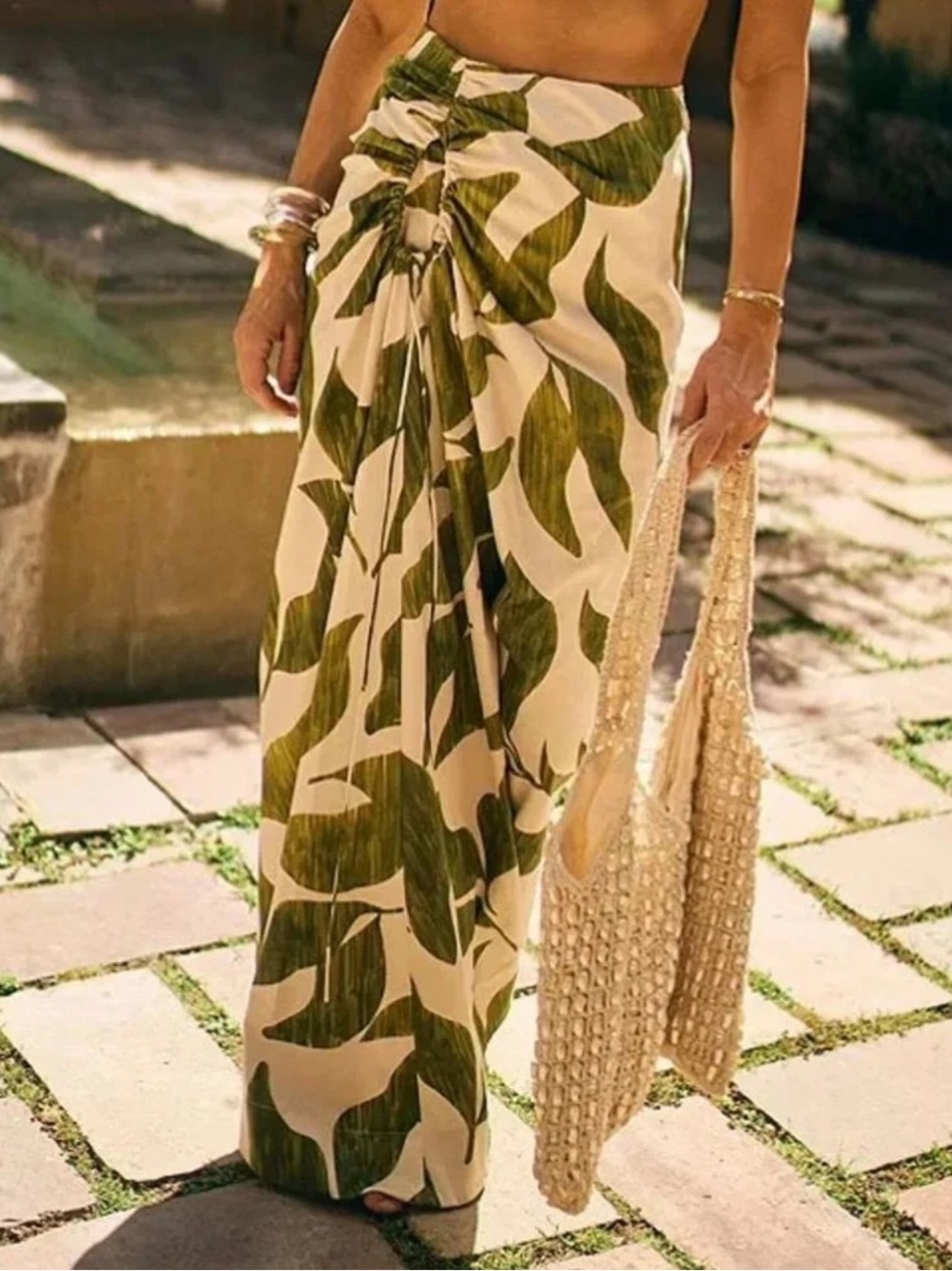 Antonio Melani M.G. Style Lyons Printed Faux Wrap Asymmetric Skirt Green Leaf - Picture 15 of 16